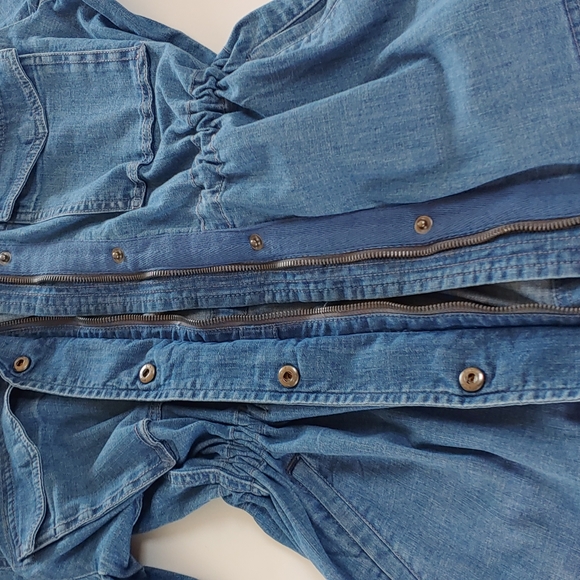 Style & Co Size XL Jean jacket with cinch waist 4 pockets tab 2 snap button cuff - Picture 12 of 14